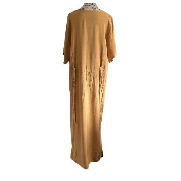 Maxi Dress Vintage Rayon Embroidered โ Butterscotch L / 27โ PTP - Picture 5 of 6